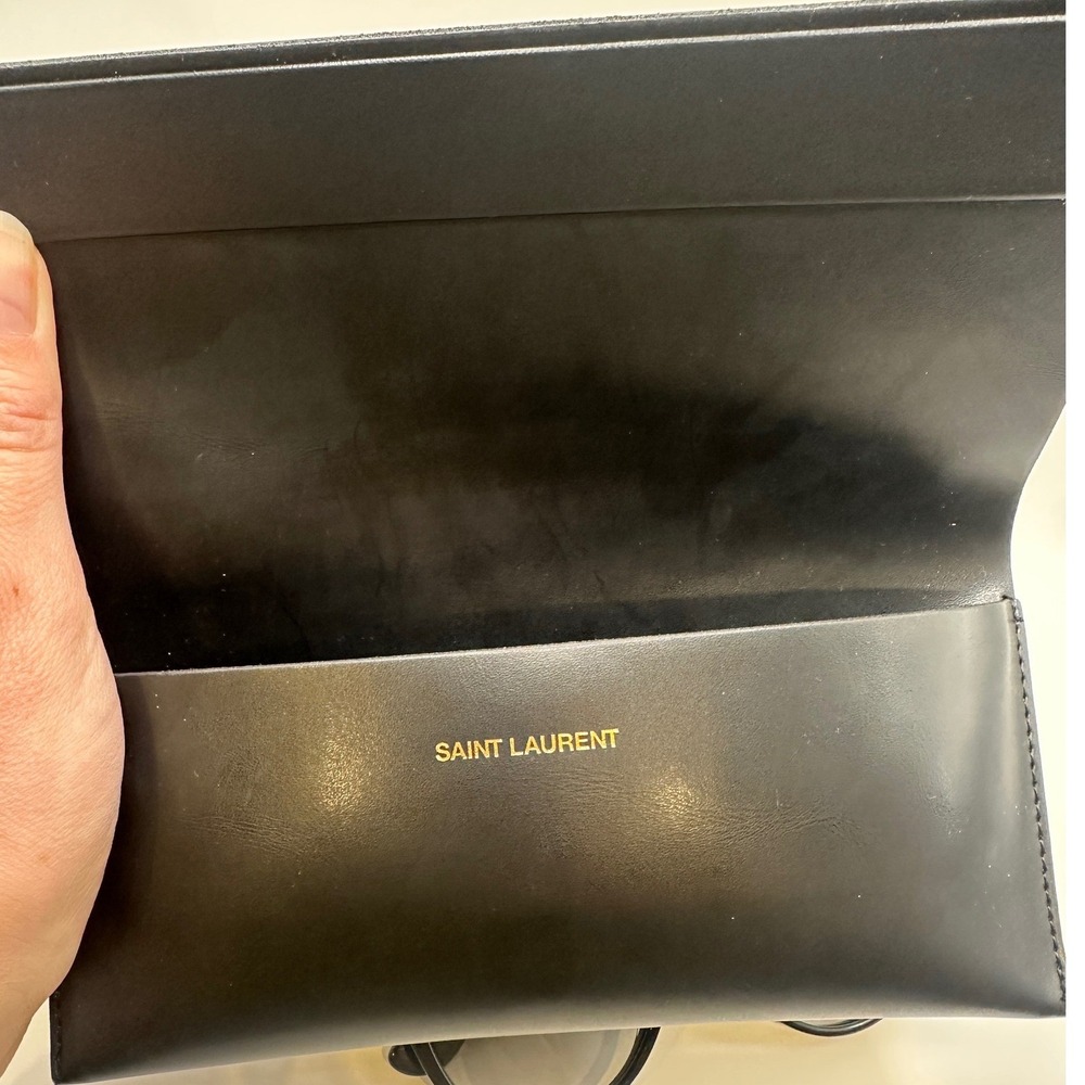 Saint Laurent SL M3 001 Black Cat Eye Sunglasses YSL Monogram Logo Italy Case - Picture 7 of 7